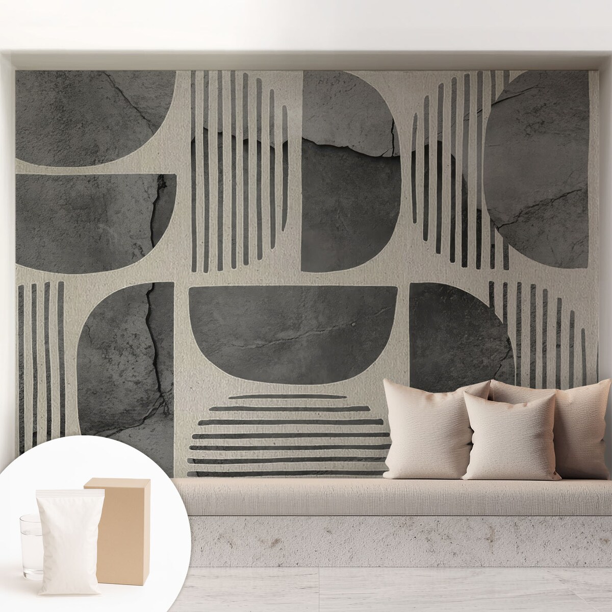 Fototapeta flizelinowa 208x146 cm - Kształty geometryczne, tapeta ścienna szara