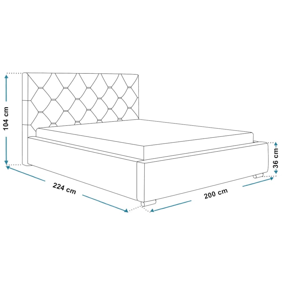 Łóżko sypialniane 180x200 BEN 17 z pojemnikiem na pościel i stelażem- szare