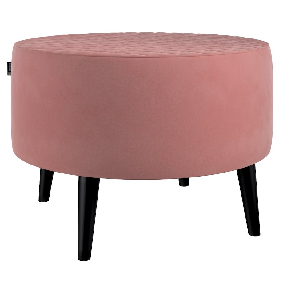 Podnóżek okrągły pikowany, koralowy róż, Ø60 x 40 cm, Velvet