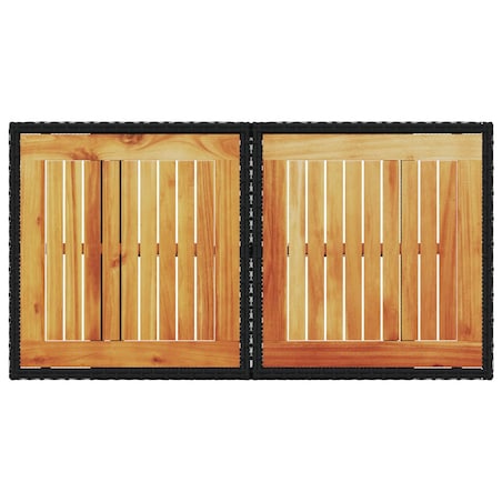 vidaXL Stół ogrodowy, czarny, 100x55x73 cm, polirattan i akacja