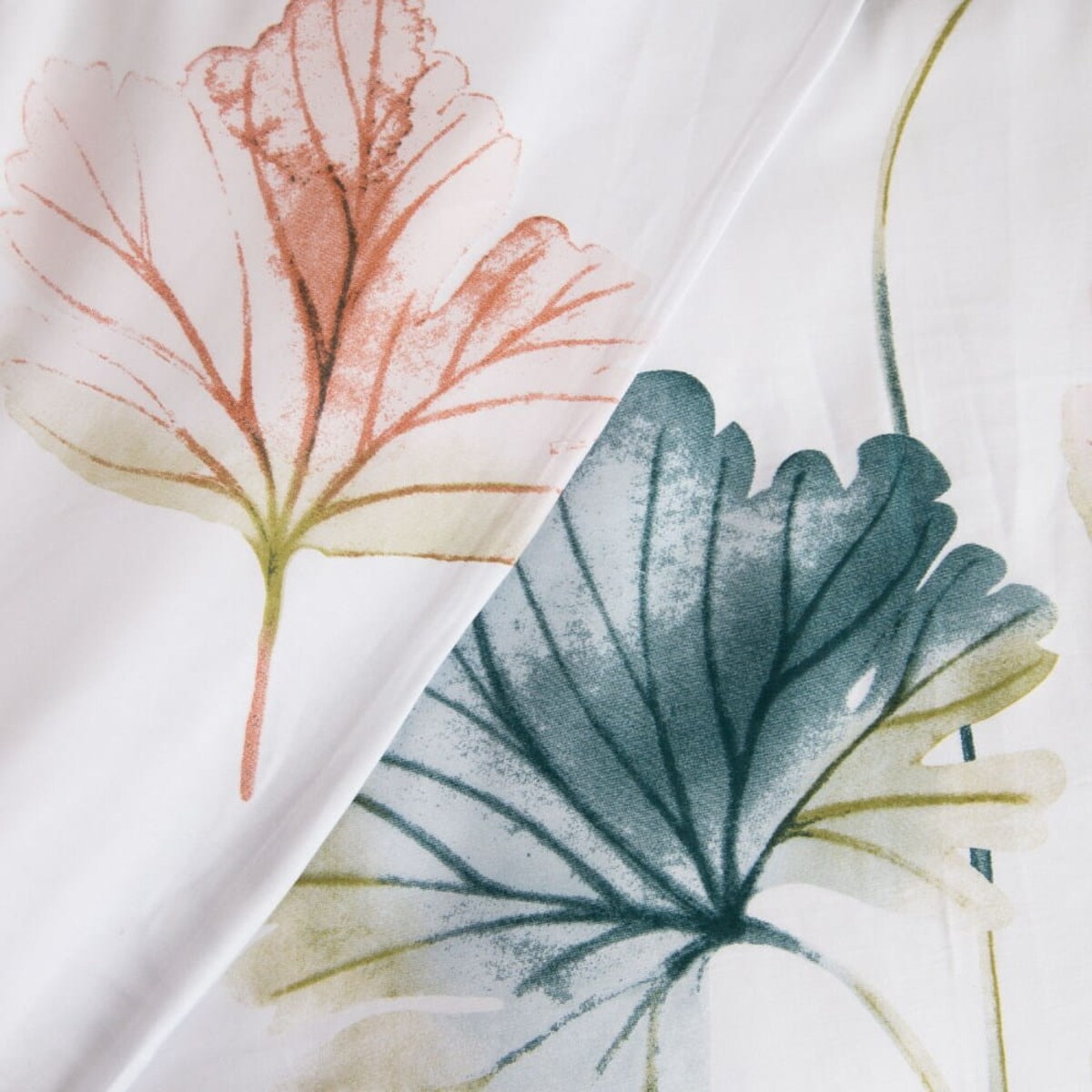 Pościel satyna bawełniana 180x200 Satynlove biała w pastelowe liście