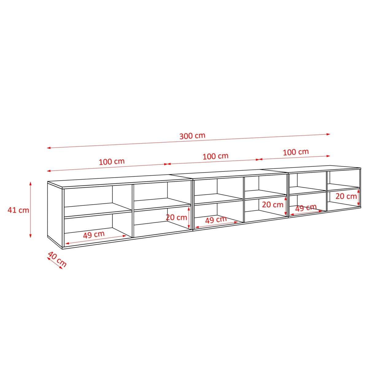 Szafka RTV IGO 300 cm, otwarta pod telewizor do salonu, jodełka -artisan