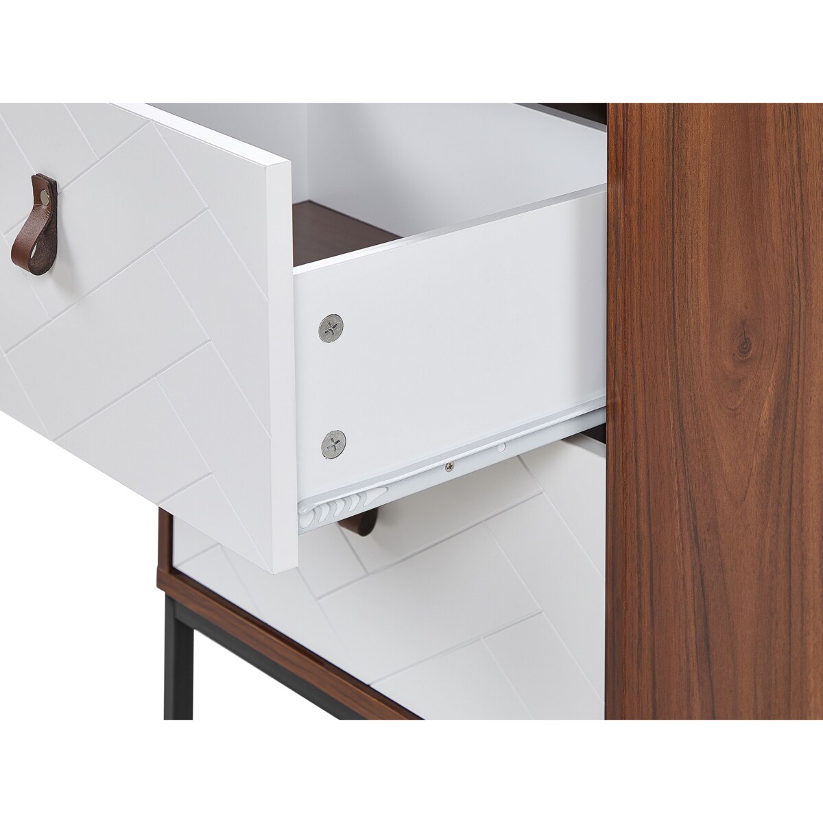 Szafka nocna ciemne drewno z białym NUEVA