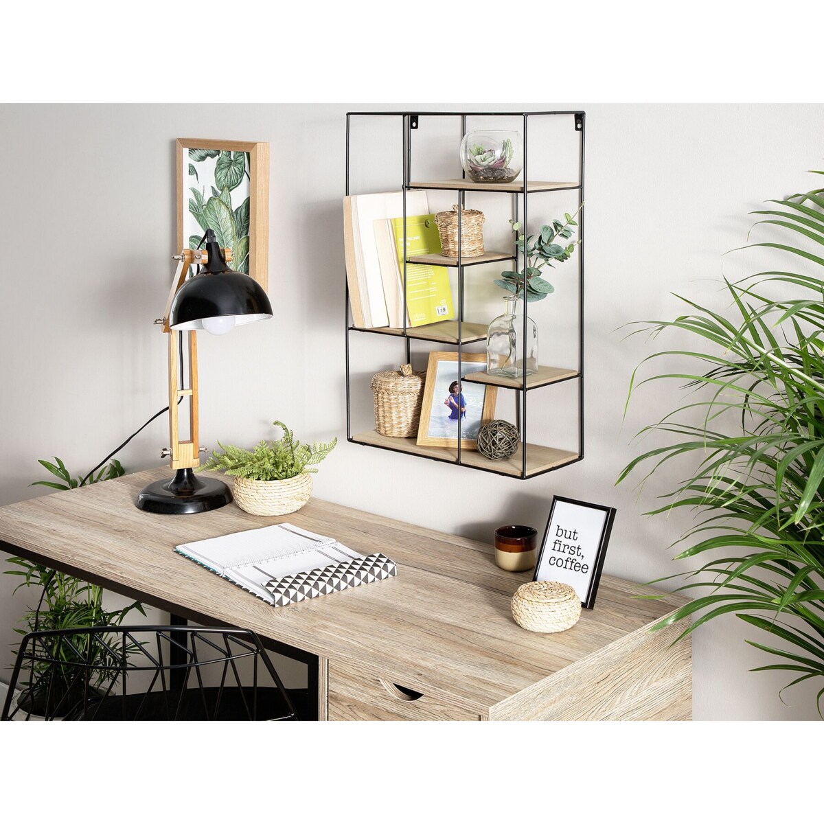 Półka wisząca jasne drewno LAUREL