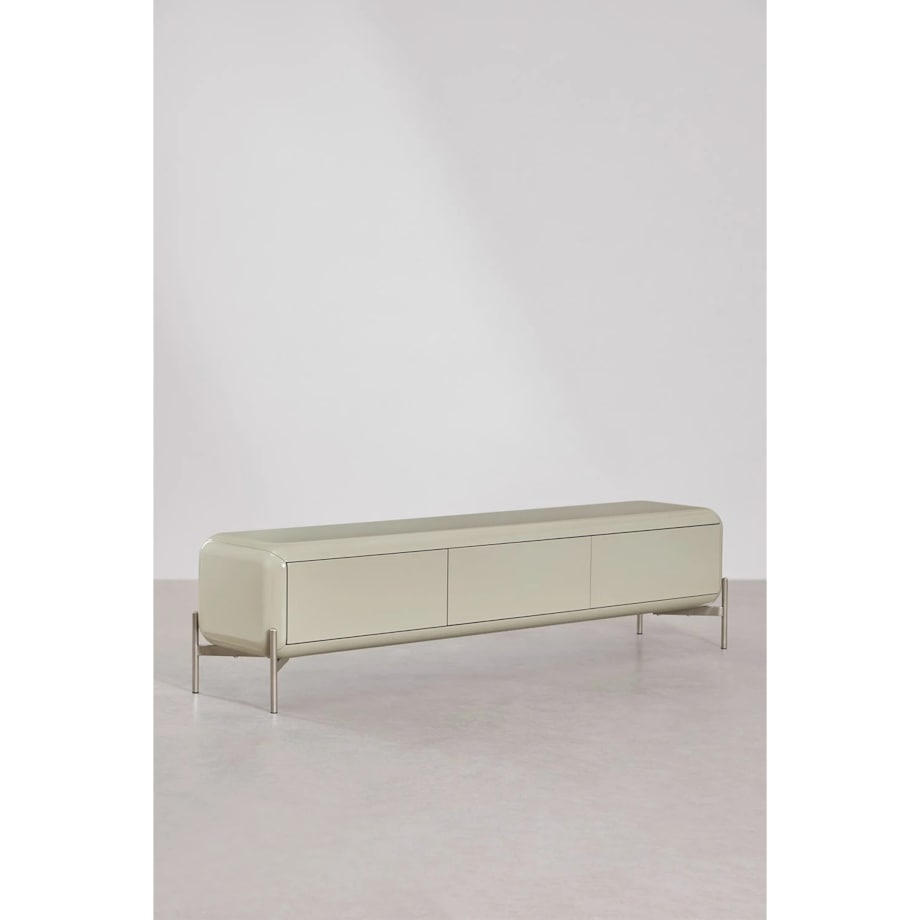 Komoda RTV z MDF błyszcząca Alazne 180x40 cm miętowa