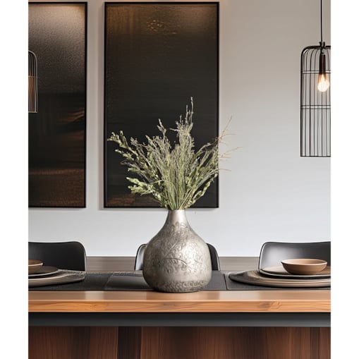 WAZON NA KWIATY BUKIET SREBRNY LOFT DUŻY 35cm metalowy matowy do gałęzi
