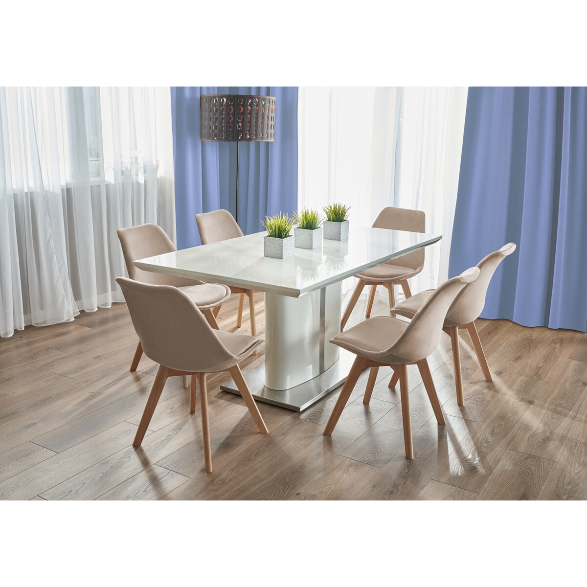 Krzesło tapicerowane welurowe BARI beżowe