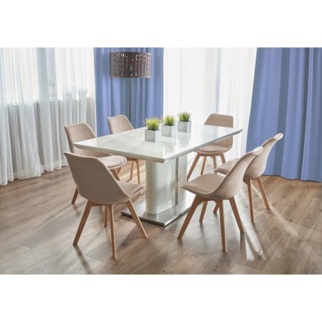 Krzesło tapicerowane welurowe BARI beżowe