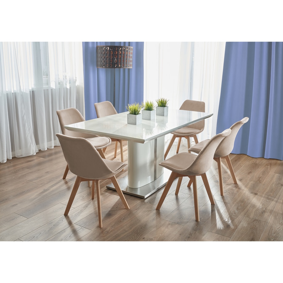 Krzesło tapicerowane welurowe BARI beżowe