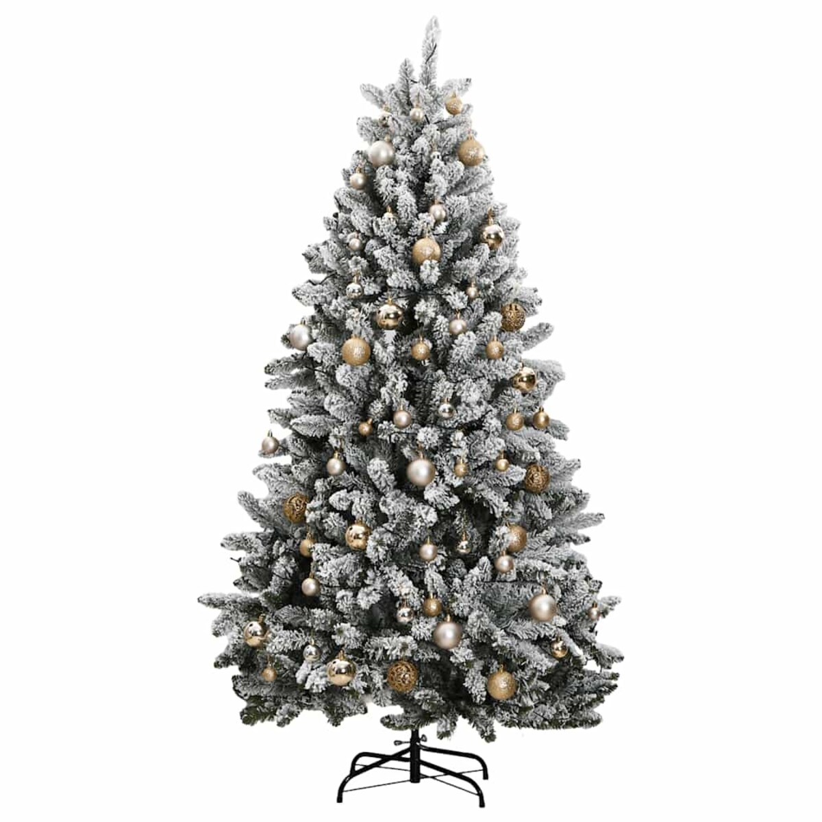 vidaXL Sztuczna choinka na zawiasach, 300 lampek LED i bombki, 300 cm