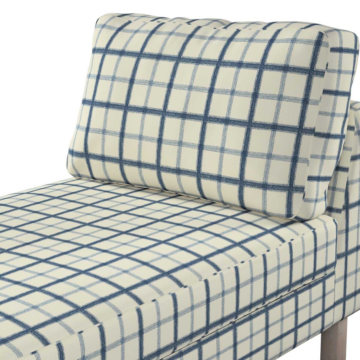 Pokrowiec na szezlong Karlstad wolnostojący, krótki, niebieska kratka tle ecru, 80 x 160 x 80 cm, Avinon