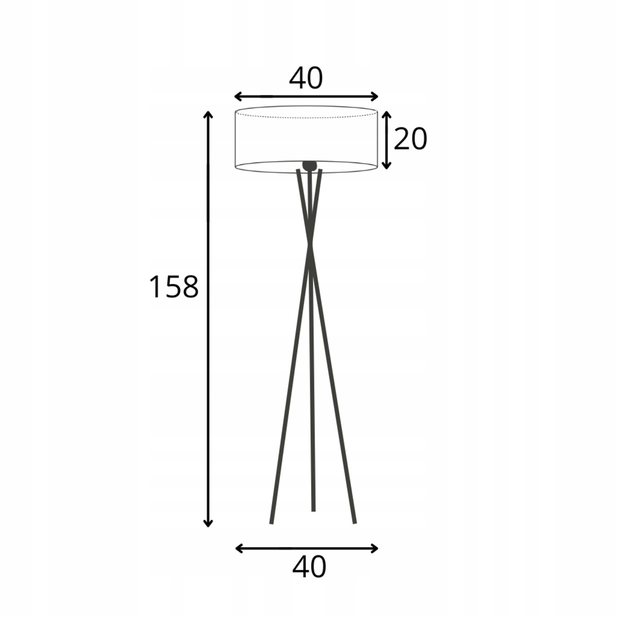 Lampa stojąca podłogowa trójnóg z abażurem walec MORIS