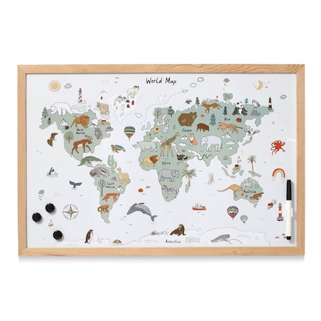 Tablica magnetyczna, mapa świata, 60 x 40 cm
