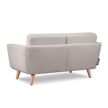 KONSIMO TAGIO Skandynawska 2-osobowa sofa z jasnoszarej tkaniny z owczej wełny