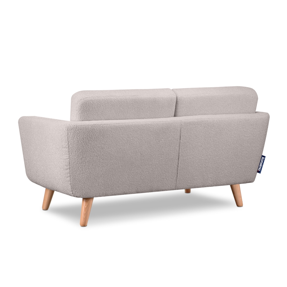 KONSIMO TAGIO Skandynawska 2-osobowa sofa z jasnoszarej tkaniny z owczej wełny
