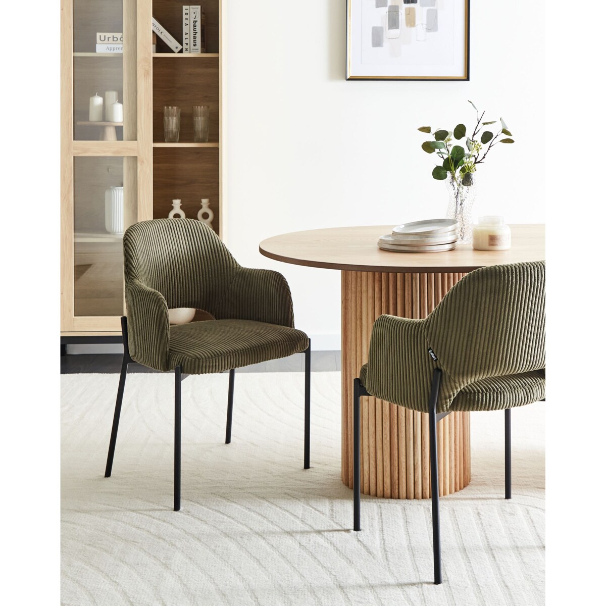 Zestaw 2 krzeseł do jadalni RATON Sztruks Oliwkowy