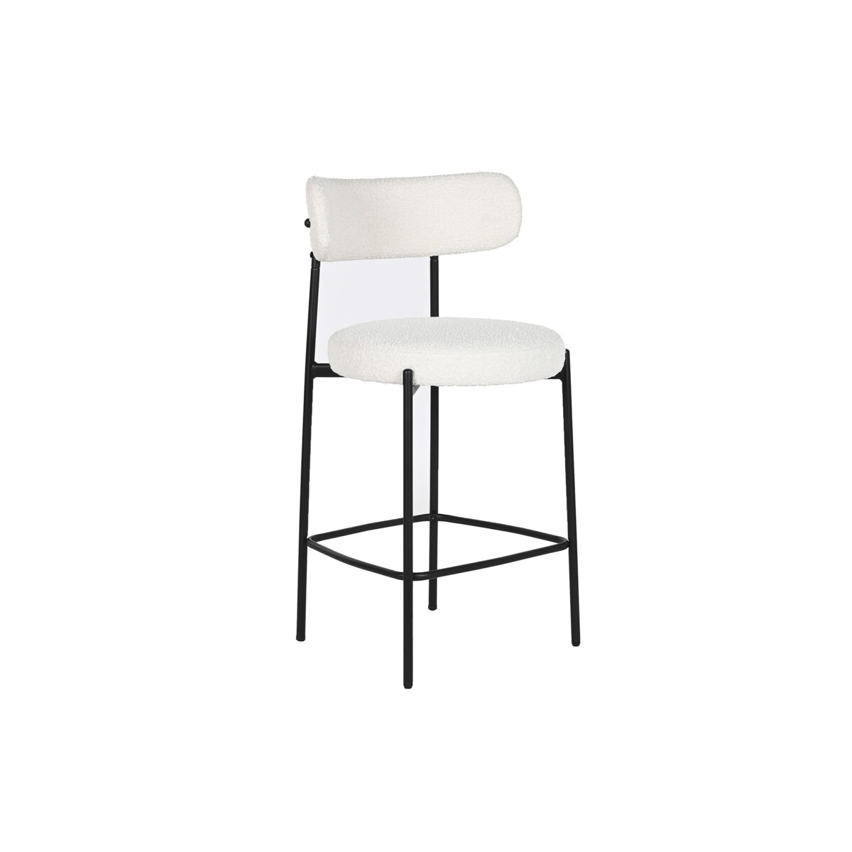 Krzesło barowe na czarnej podstawie bouclé 97 cm