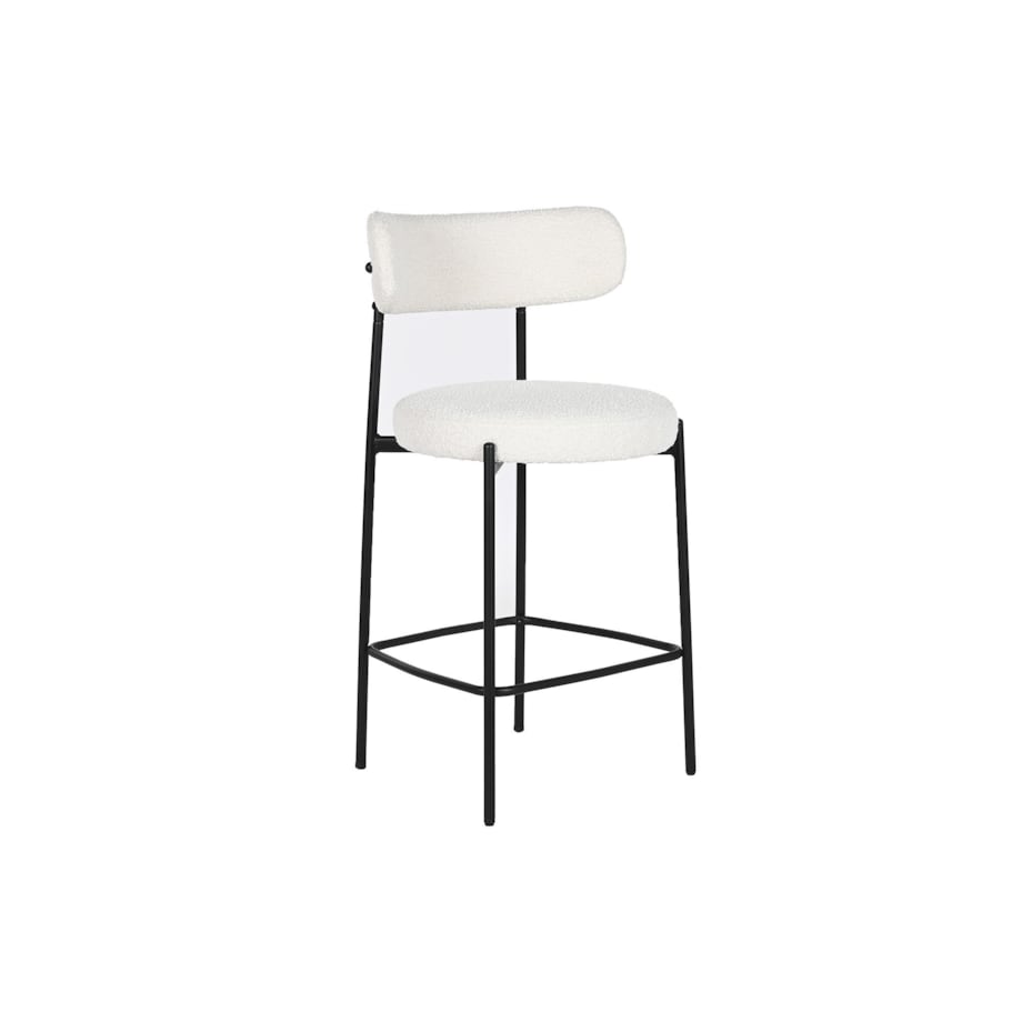 Krzesło barowe na czarnej podstawie bouclé 97 cm