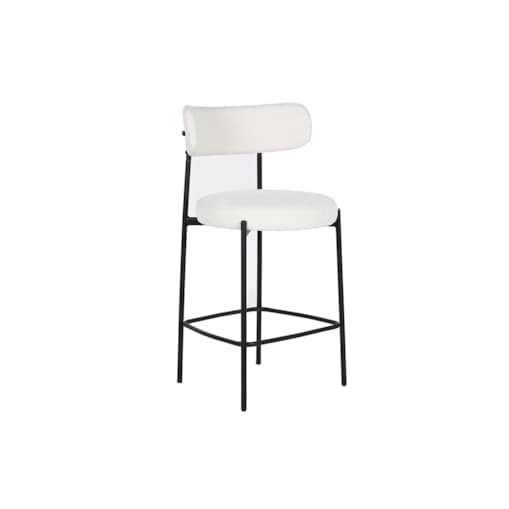 Krzesło barowe na czarnej podstawie bouclé 97 cm