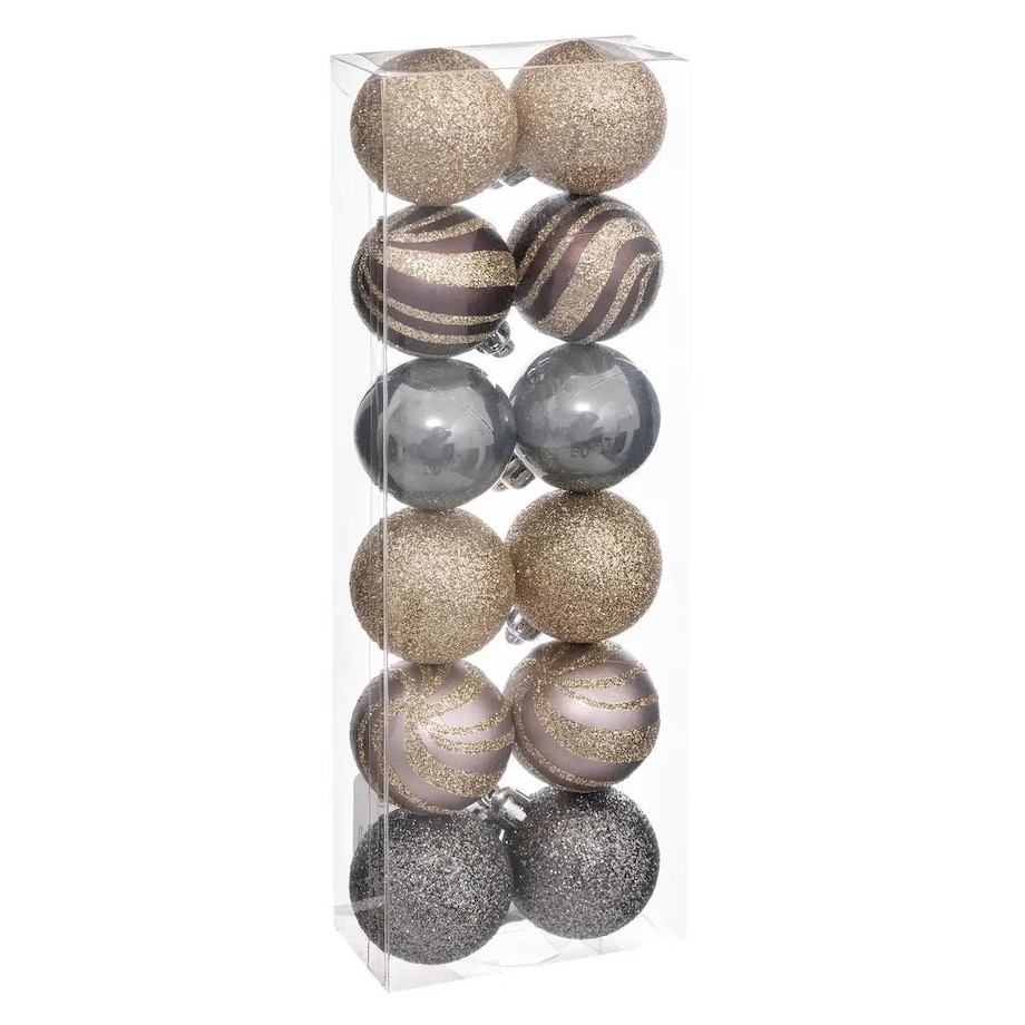 Wielokolorowe bombki o różnym wykończeniu, Ø 4 cm, 12 szt.