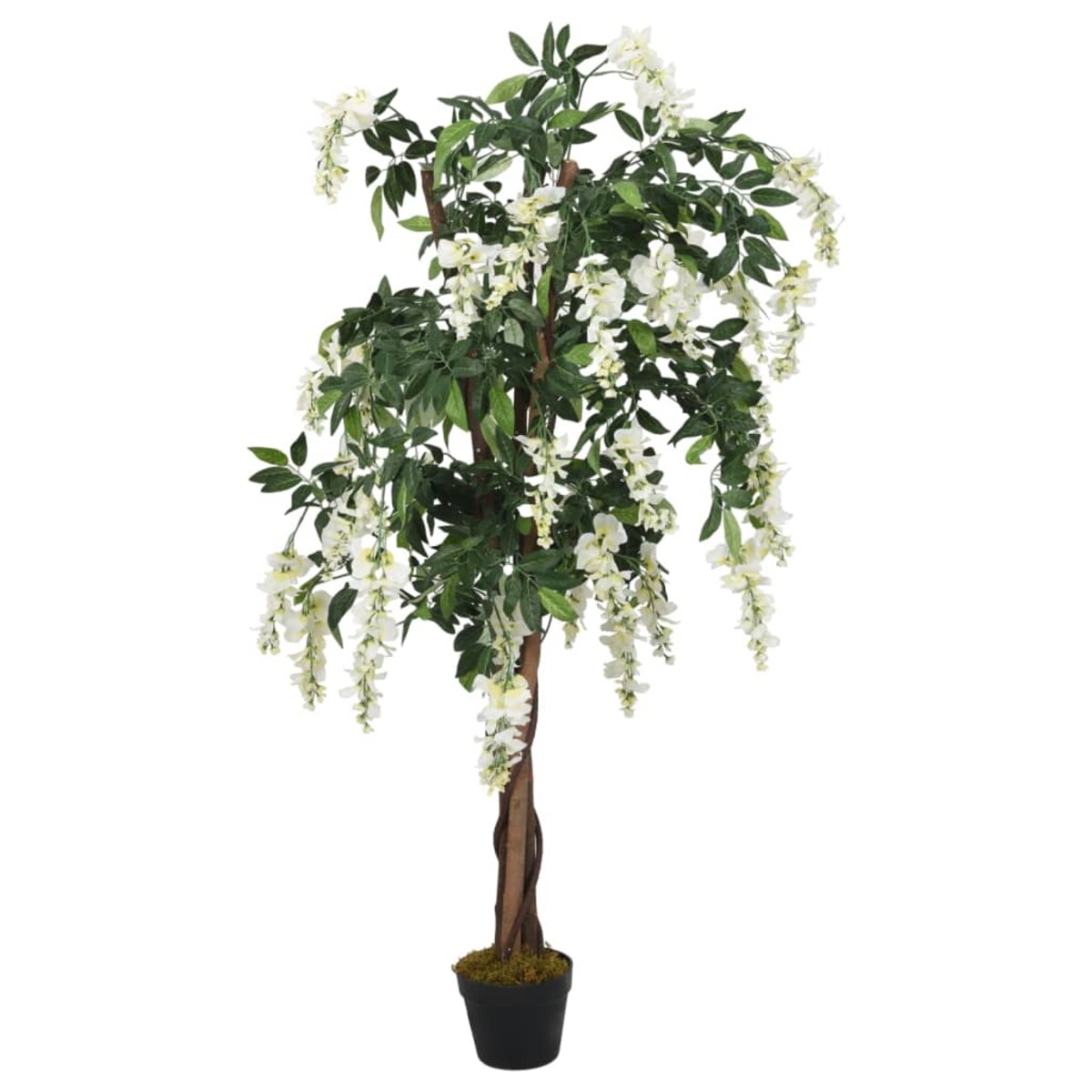 vidaXL Sztuczna wisteria, 560 liści, 80 cm, zielono-biała