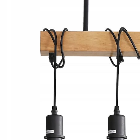 Lampa Sufitowa Wisząca Metal Z Drewnem Loft Line