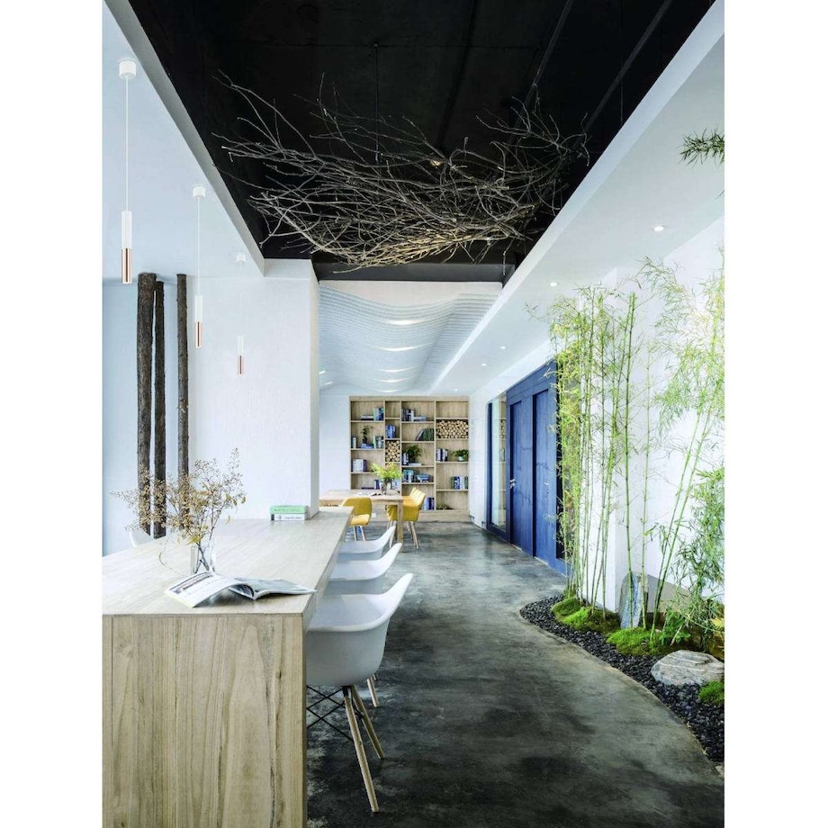 Industrialna LAMPA wisząca Slimi S Bianco / Rose Gold Orlicki Design tuba OPRAWA metalowa zwis LED 3,5W biały różowe złoto