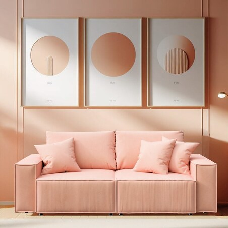 Melow 3-osobowa rozkładana sofa - brzoskwiniowa