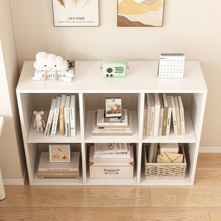 Regał otwarty biały 6 półek na książki szafka loft nowoczesny 100x67x30 cm