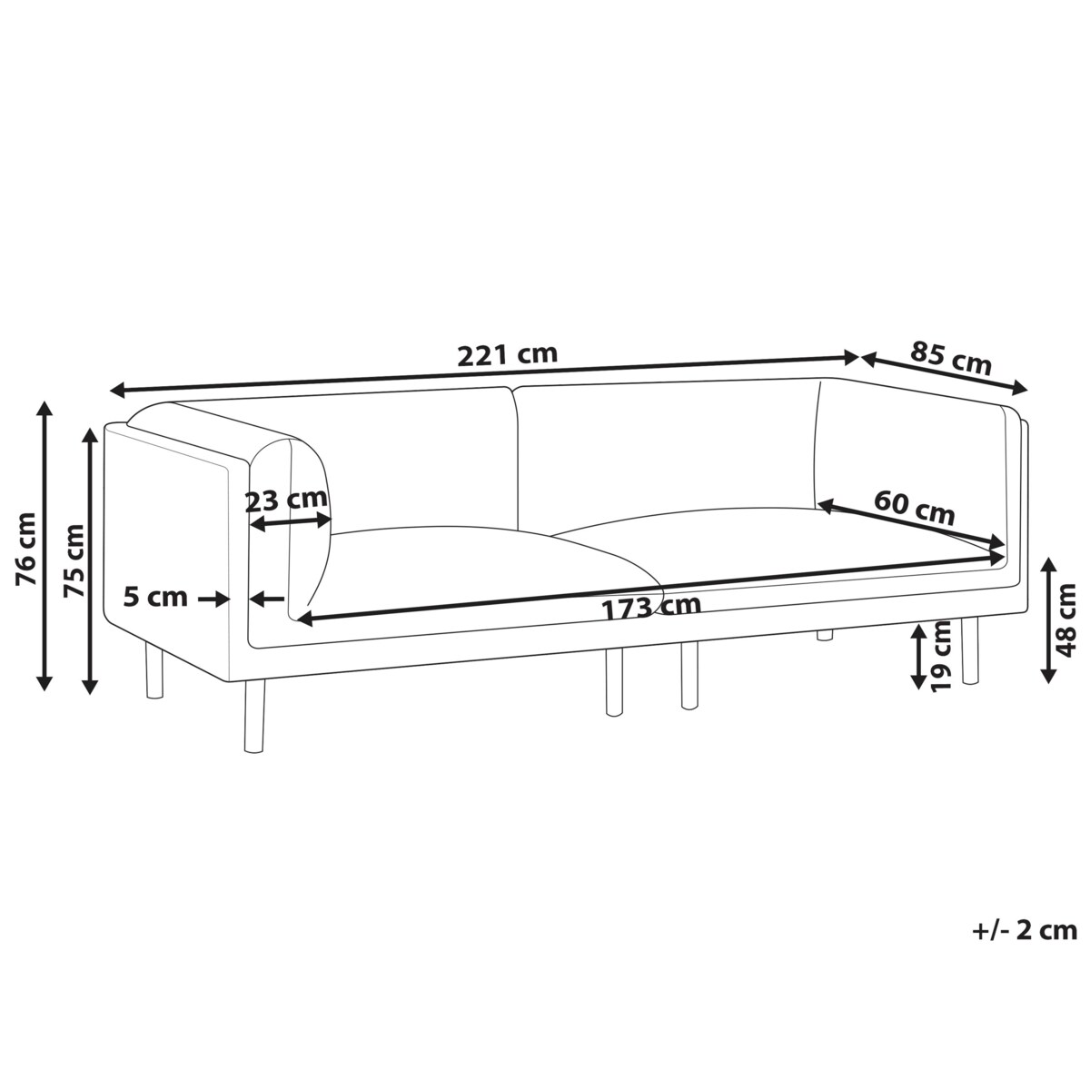 Sofa VORGOD Ciemnozielony dla 3 osób