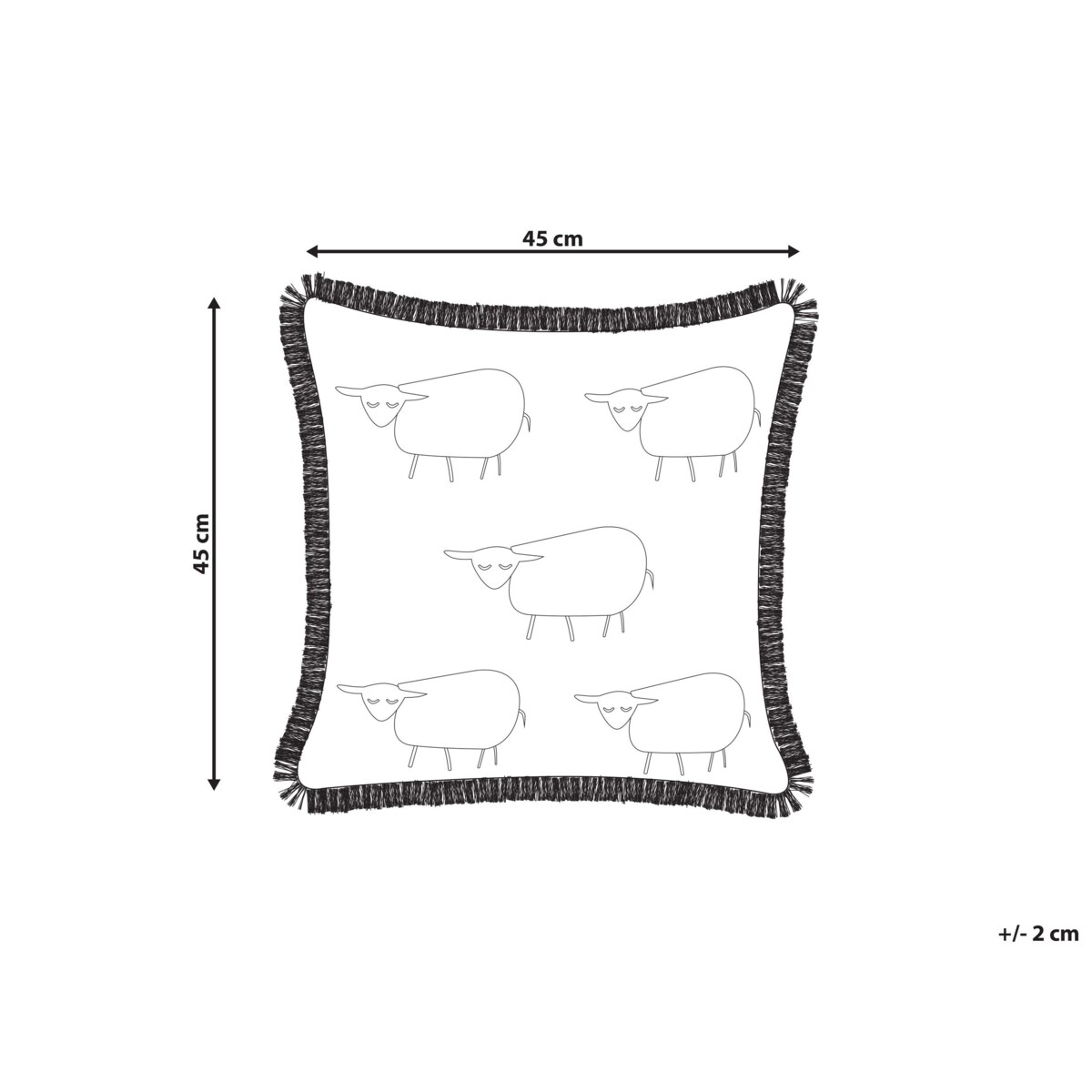 Poduszka dekoracyjna w owce z frędzlami 45 x 45 cm beżowa BANNU