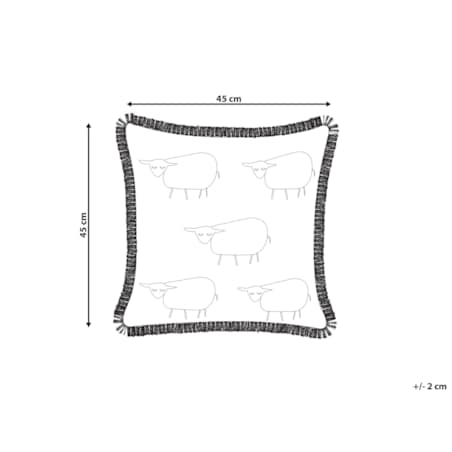 Poduszka dekoracyjna w owce z frędzlami 45 x 45 cm beżowa BANNU