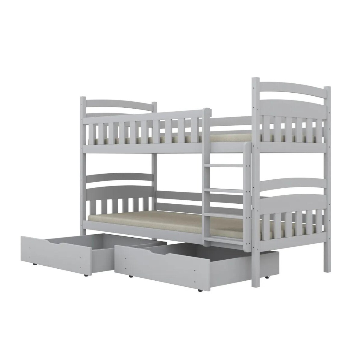 Łóżko piętrowe JULITA 160x80 białe drewniane z szufladami