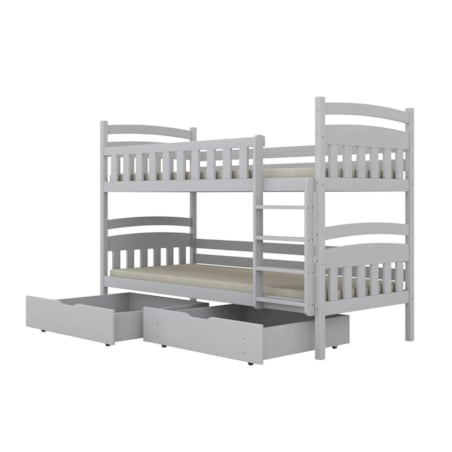 Łóżko piętrowe JULITA 160x80 białe drewniane z szufladami