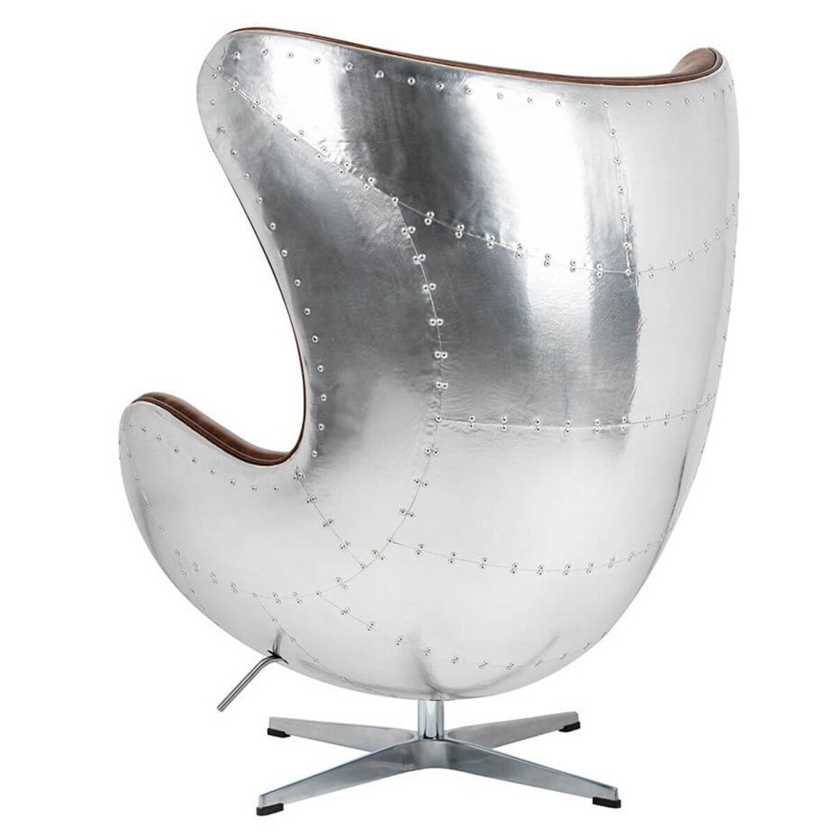 Nowoczesny fotel Egg KH1501100205 metal ekoskóra brązowy, King Home