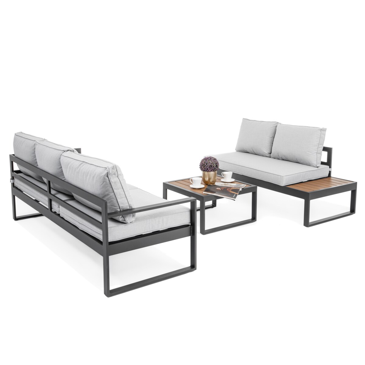 MEBLE OGRODOWE ALUMINIOWE NAROŻNIK NICEA SZARO GRAFITOWA PRAWA