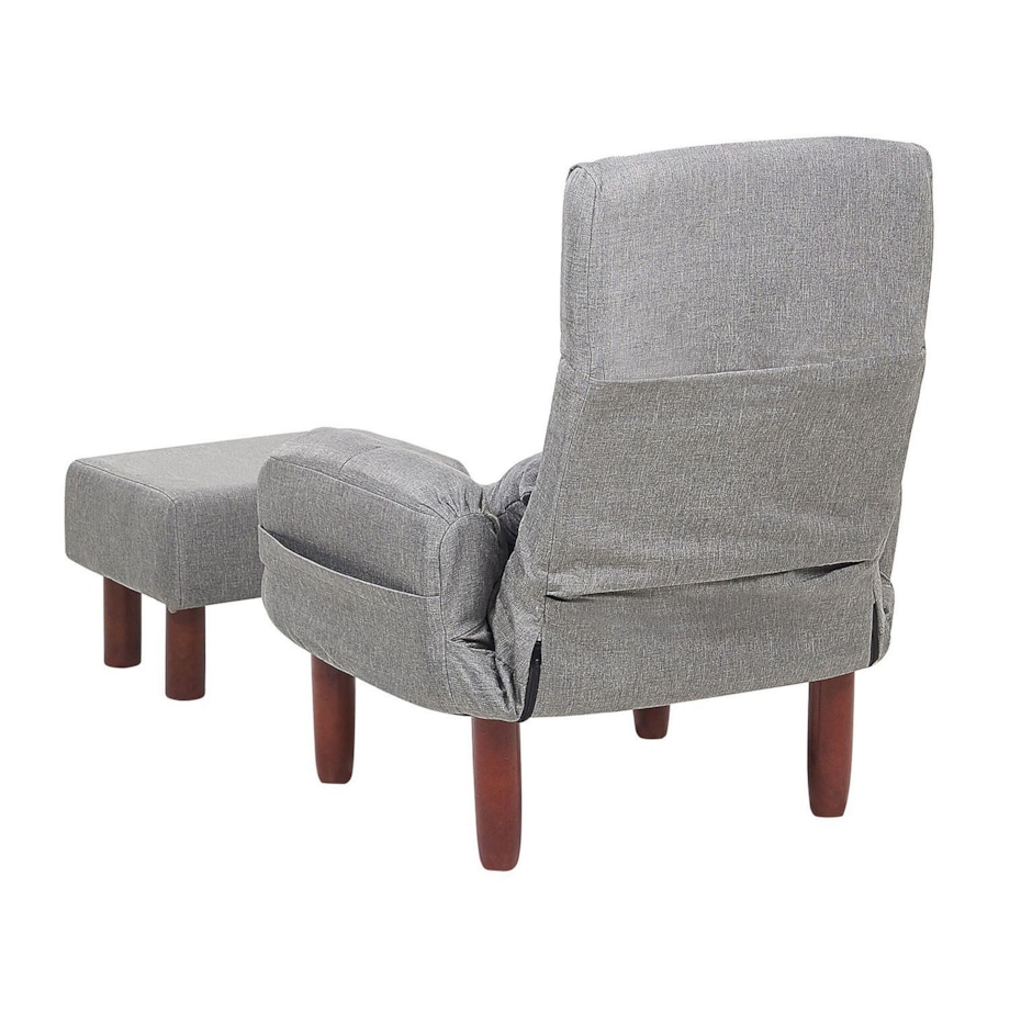 Fotel rozkładany z podnóżkiem szary OLAND