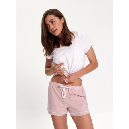 Szorty do spania różowo-białe XS