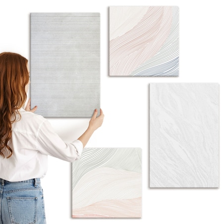 Zestaw 4 obrazów na płótnie - Jasne struktury wzory piasek w stylu industrialnym - szary