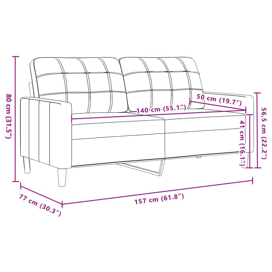 vidaXL Sofa 2-osobowa, jasnoszara, 140 cm, tapicerowana aksamitem