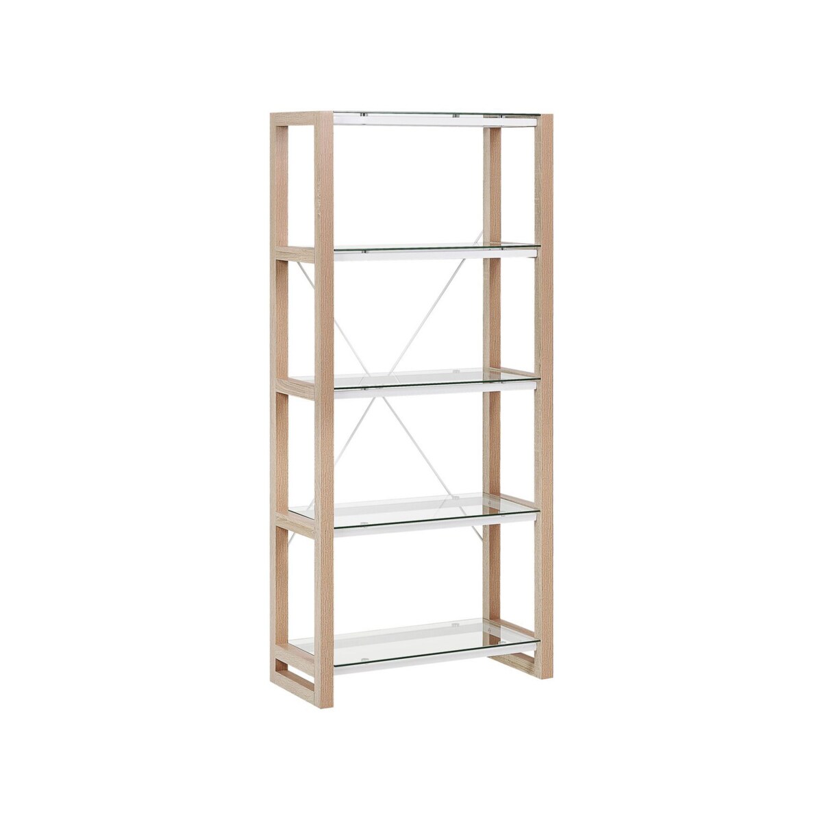 Regał 4 półki biały z jasnym drewnem JENKS