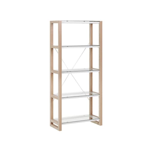 Regał 4 półki biały z jasnym drewnem JENKS