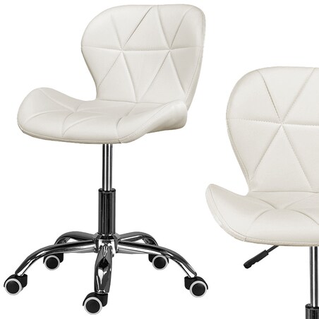 Krzesło obrotowe biurowe nowoczesne ekoskóra beżowe