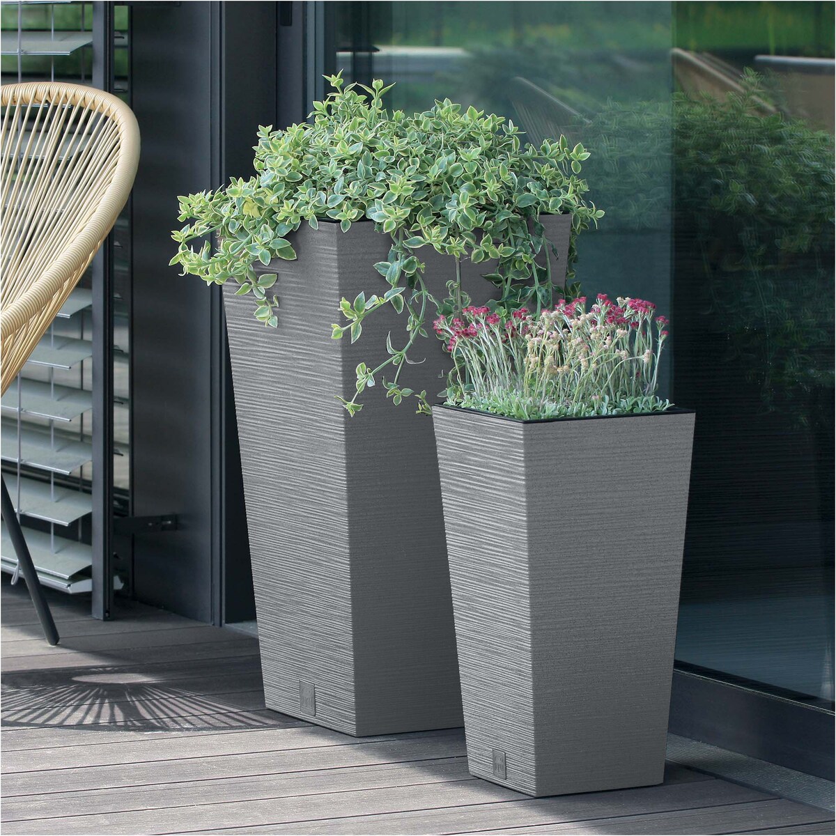 Doniczka Donica Ogrodowa 24 Cm Kwadratowa Na Taras Do Ogrodu Domu Szara