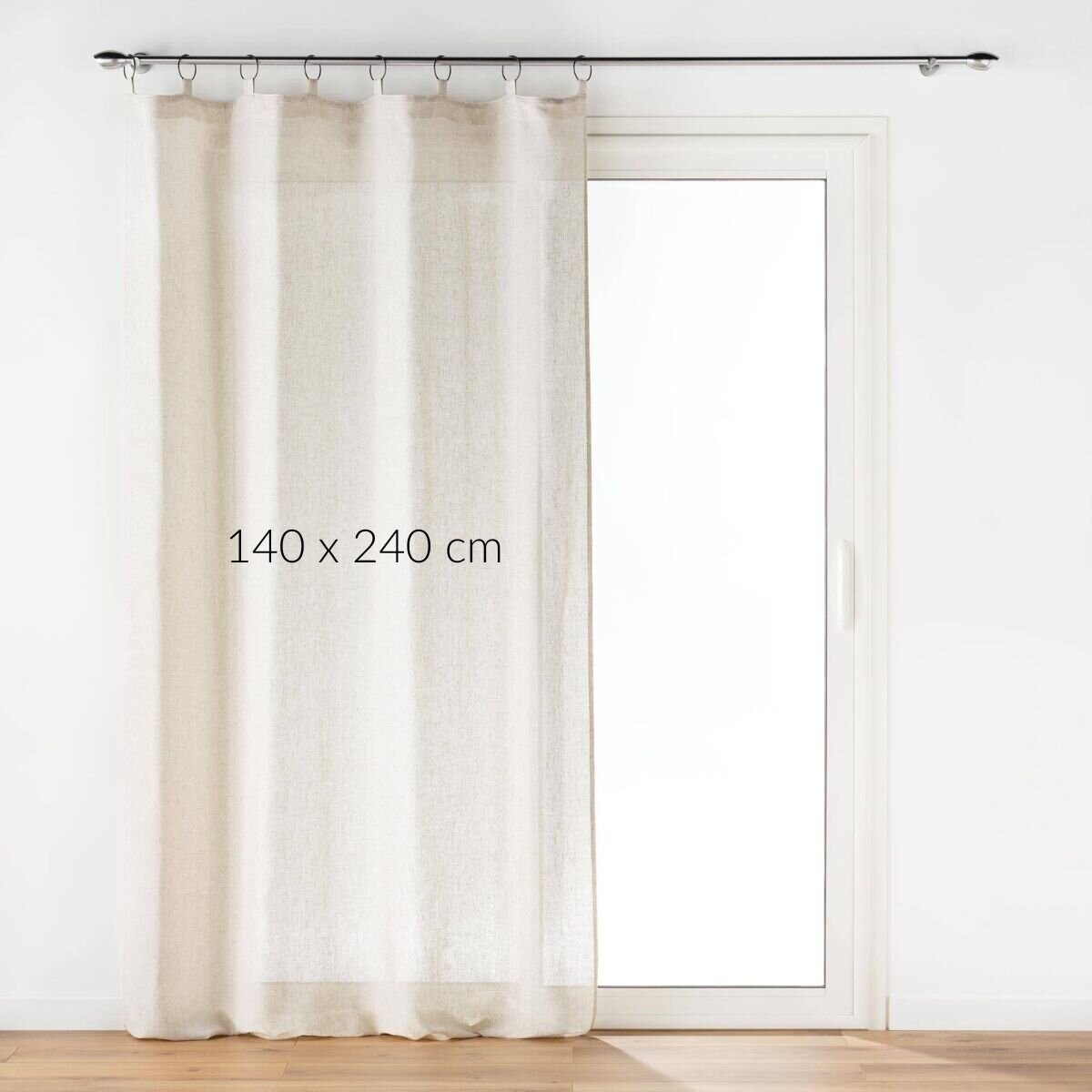 Zasłona na karnisz, z efektem lnu, PAULINE, 140 x 240 cm