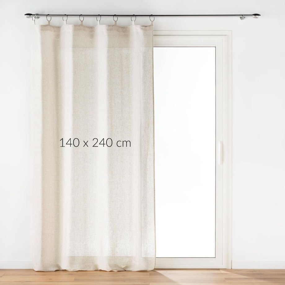 Zasłona na karnisz, z efektem lnu, PAULINE, 140 x 240 cm
