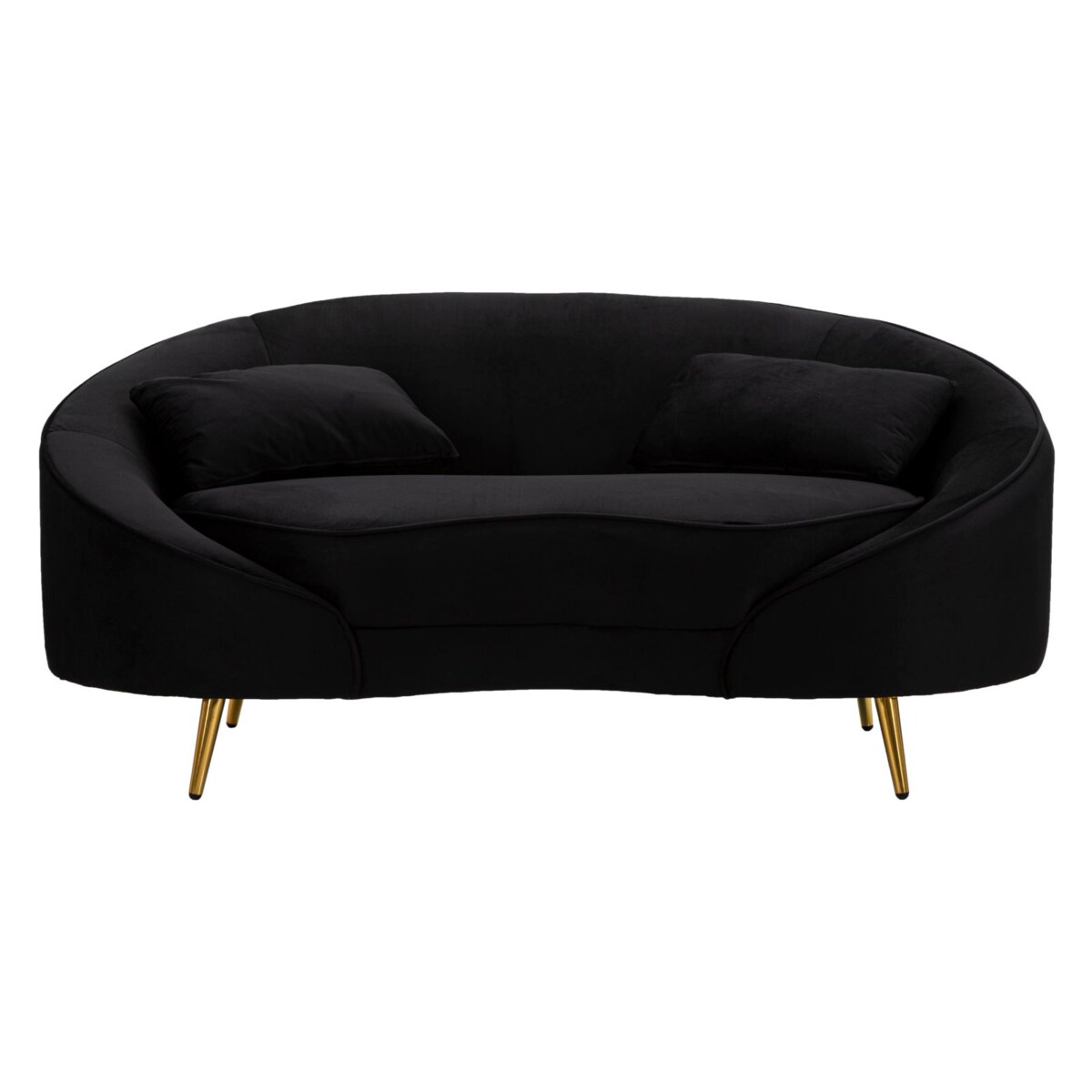 Sofa Oslo, kolor czarny i złoty, poliester, drewno eukaliptusowe i metal, 148 x 84 x 68 cm, do salonu, Mauro Ferretti