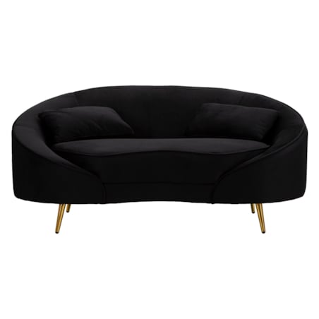 Sofa Oslo, kolor czarny i złoty, poliester, drewno eukaliptusowe i metal, 148 x 84 x 68 cm, do salonu, Mauro Ferretti