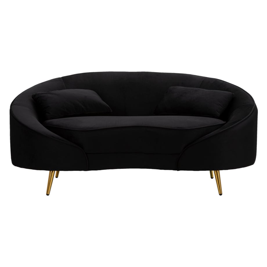 Sofa Oslo, kolor czarny i złoty, poliester, drewno eukaliptusowe i metal, 148 x 84 x 68 cm, do salonu, Mauro Ferretti