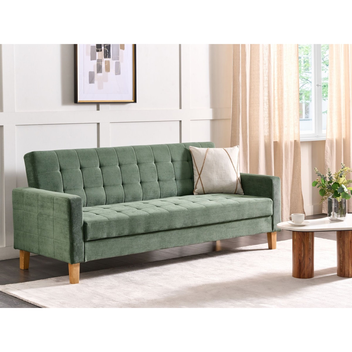 Sofa rozkładana zielona VEHKOO